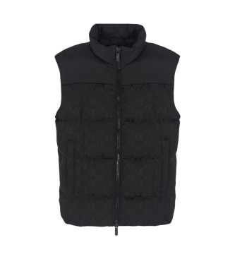 Armani Exchange Sleeveless jacket with black monogram fabric outer shell