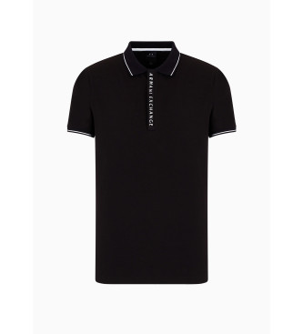 Armani Exchange Bombažna raztegljiva polo majica črna