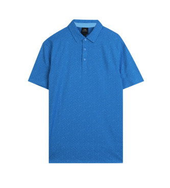 Armani Exchange Blau bedrucktes Poloshirt