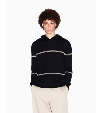 Armani Exchange Mornariški pulover s kapuco