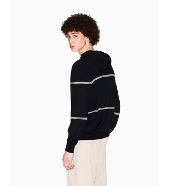 Armani Exchange Mornariški pulover s kapuco