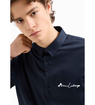 Armani Exchange Klassiek marine overhemd