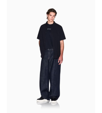 Armani Exchange Navy geverfd garen overhemd