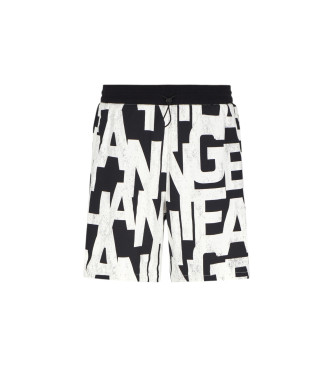 Armani Exchange Overdimensionerede shorts i fransk frott med ASV maxilogotype over det hele i sort