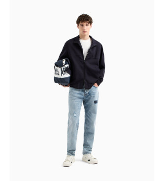 Armani Exchange Sudadera en mezcla de algodn reforzado marino