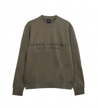 Armani Exchange Open fleece sweatshirt groen bruin