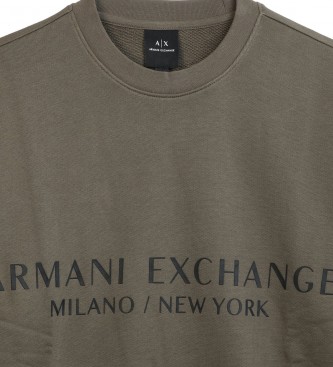 Armani Exchange Felpa aperta in peluche verde marrone