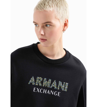 Armani Exchange Sweat-shirt noir avec logo