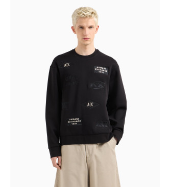 Armani Exchange Sweatshirt med logotyp svart