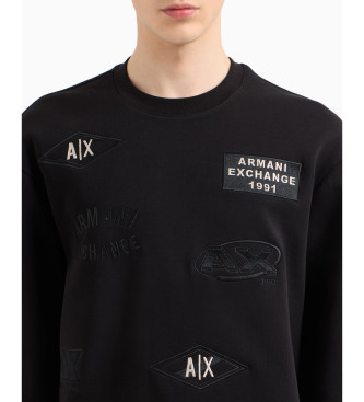 Armani Exchange Sweatshirt med logotyp svart