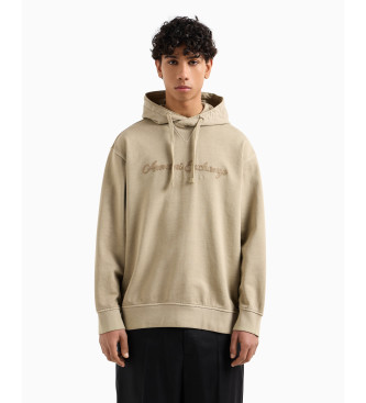 Armani Exchange Sudadera de algodn francs beige