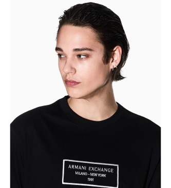 Armani Exchange T-shirt med rund hals, sort