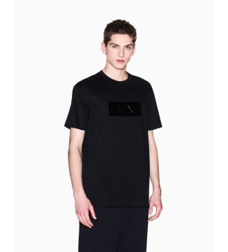 Armani Exchange Czarny winylowy T-shirt