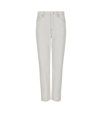 Armani Exchange Jean court boyfriend en denim de coton rigide blanc