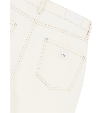 Armani Exchange Jean court boyfriend en denim de coton rigide blanc