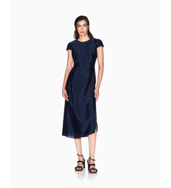 Armani Exchange Langes Kleid mit marineblauem Schlitz