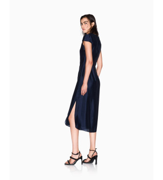 Armani Exchange Langes Kleid mit marineblauem Schlitz