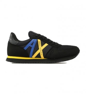 Armani Exchange Logotipo de sapato de corrida retrô preto
