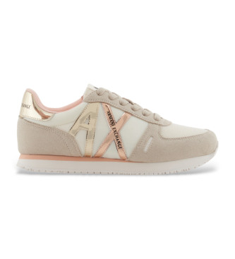 Armani Exchange Zapatillas de microfbra con logo beige