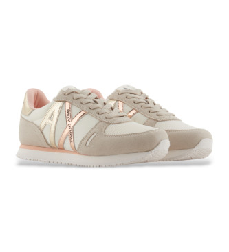 Armani Exchange Sneakers con logo in microfibra beige