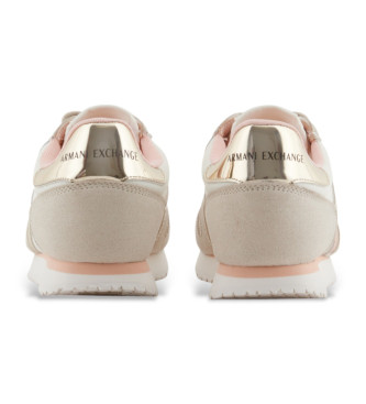 Armani Exchange Zapatillas de microfbra con logo beige