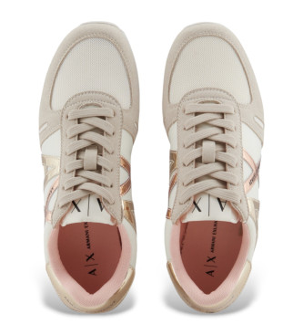 Armani Exchange Zapatillas de microfbra con logo beige