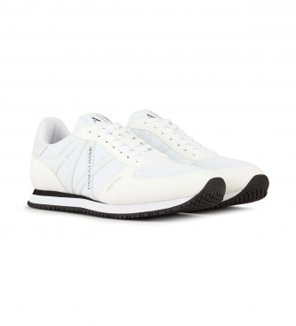 Armani Exchange Sapatos de corrida retro em couro branco