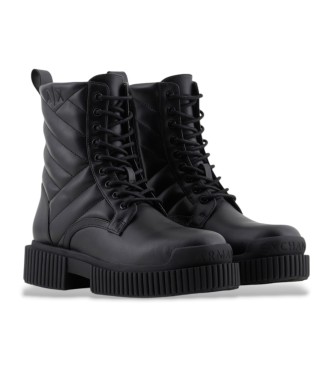 Armani Exchange Bottines en cuir BT noir