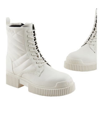 Armani Exchange Bottines en cuir BT blanc