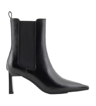 Armani Exchange Bottines pointues en cuir noir