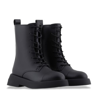 Armani Exchange Bottines plates en cuir noir