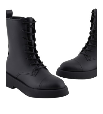 Armani Exchange Bottines plates en cuir noir