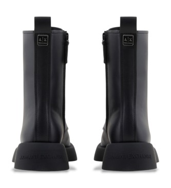 Armani Exchange Bottines plates en cuir noir