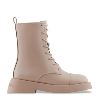 Armani Exchange Bottines plates en cuir beige