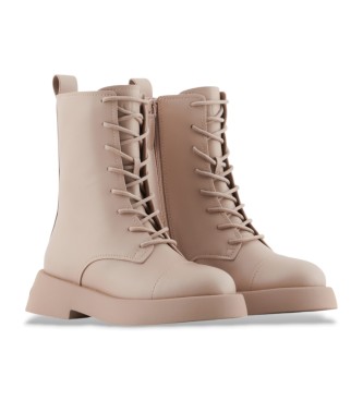 Armani Exchange Bottines plates en cuir beige