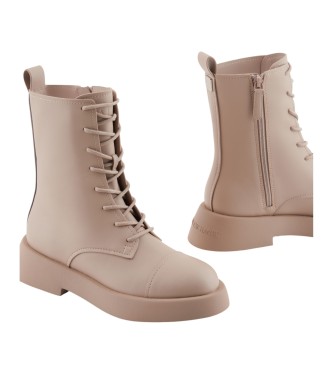 Armani Exchange Bottines plates en cuir beige