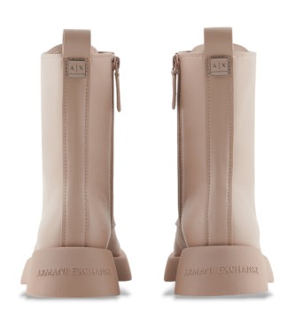 Armani Exchange Bottines plates en cuir beige