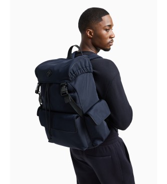 Armani Exchange Rectangular backpack with exterior navy pocket