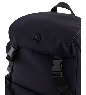 Armani Exchange Rechteckiger Rucksack mit marinefarbener Auentasche