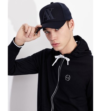 Armani Exchange Granatowa gładka czapka