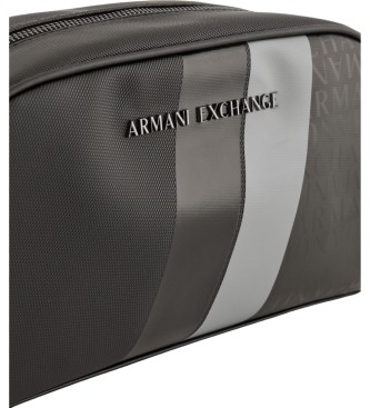 Armani Exchange Toilettas met monogram en zwarte strepen