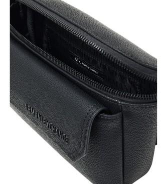 AIX Armani Exchange Saco de viagem com efeito martelado preto