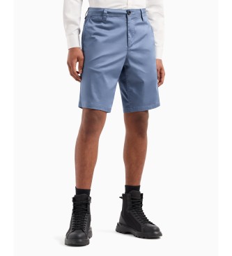 Armani Exchange Shorts in twill di cotone blu