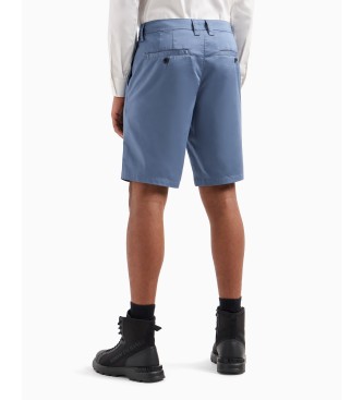 Armani Exchange Shorts in twill di cotone blu