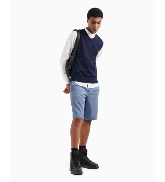 Armani Exchange Shorts in twill di cotone blu