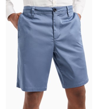 Armani Exchange Shorts in twill di cotone blu