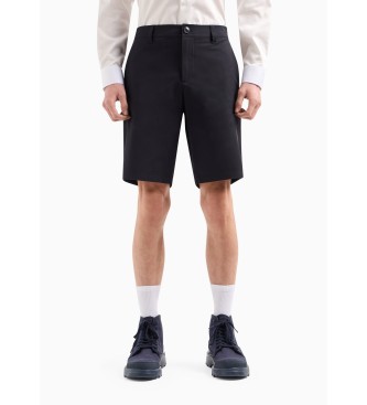 Armani Exchange Navy plain weave shorts