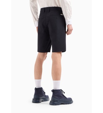 Armani Exchange Navy plain weave shorts