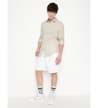 Armani Exchange White plain weave Bermuda shorts