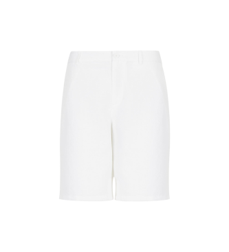 Armani Exchange White plain weave Bermuda shorts